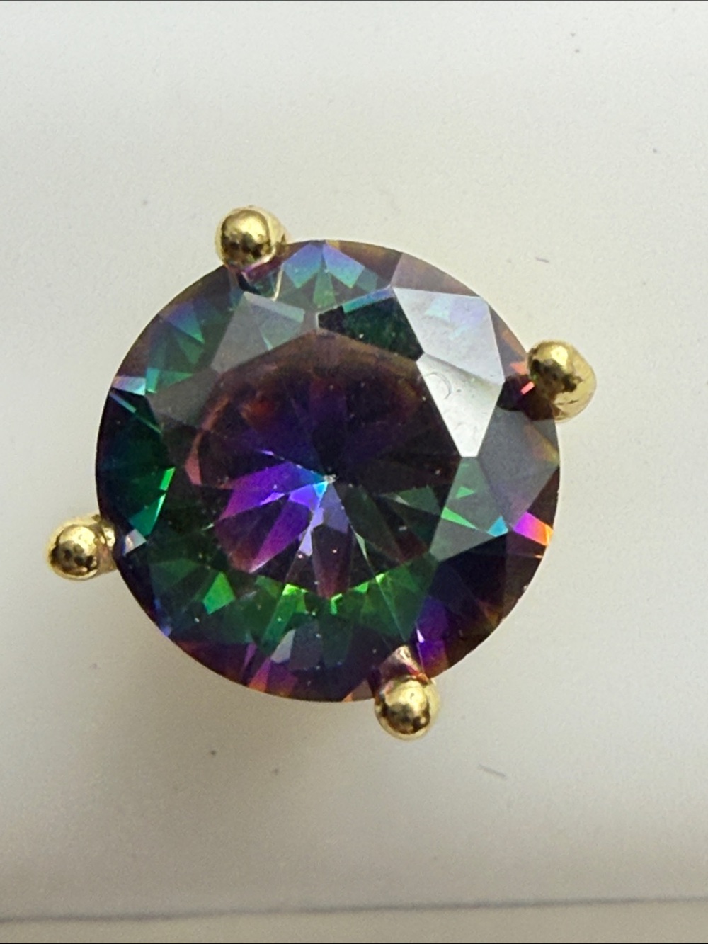 2CT 14k gold over 925 STERLING SILVER Mystic Topaz Round Stud Earrings STUNNING